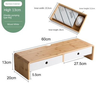 Bamboo Computer Monitor Booster Organiser
