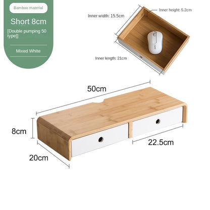 Bamboo Computer Monitor Booster Organiser