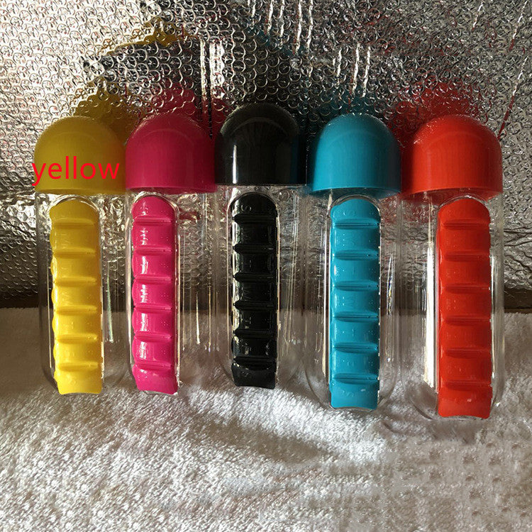 Water Bottle With Medicine Pills Box