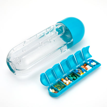 Water Bottle With Medicine Pills Box