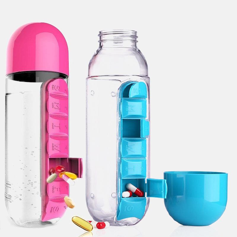Water Bottle With Medicine Pills Box