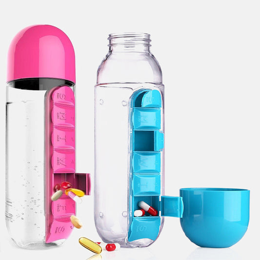 Water Bottle With Medicine Pills Box