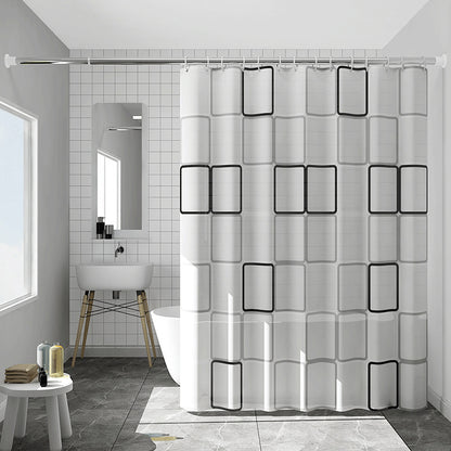Bathroom Printed Waterproof Partition Shower Curtain