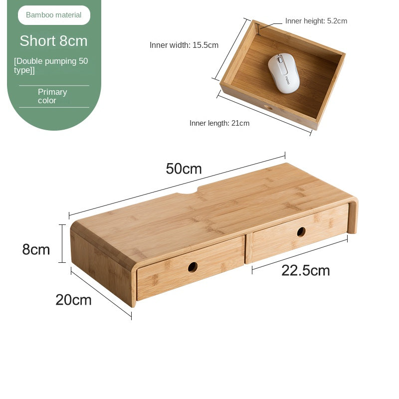 Bamboo Computer Monitor Booster Organiser