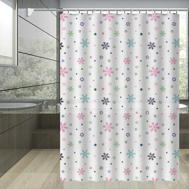 Bathroom Printed Waterproof Partition Shower Curtain
