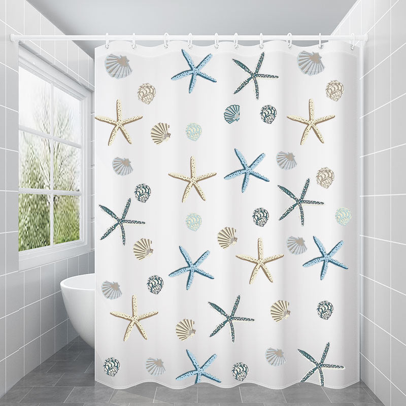Bathroom Printed Waterproof Partition Shower Curtain