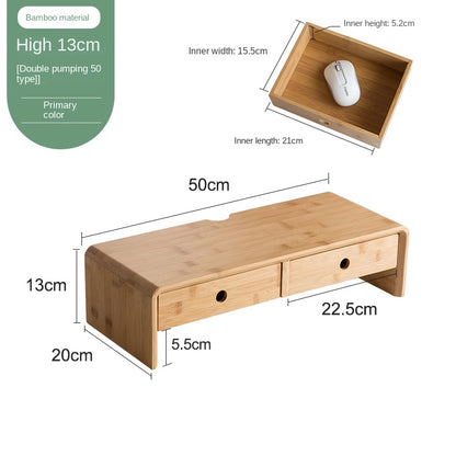 Bamboo Computer Monitor Booster Organiser