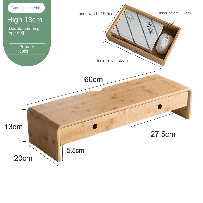 Bamboo Computer Monitor Booster Organiser