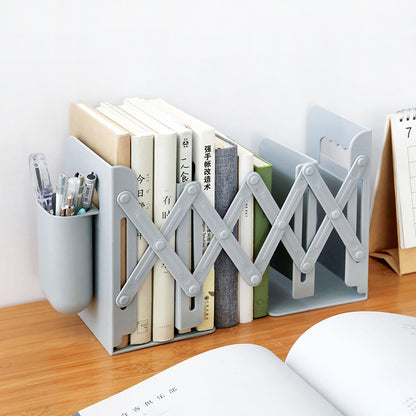 Retractable Bookshelf With Pen Holder Desk Organiser