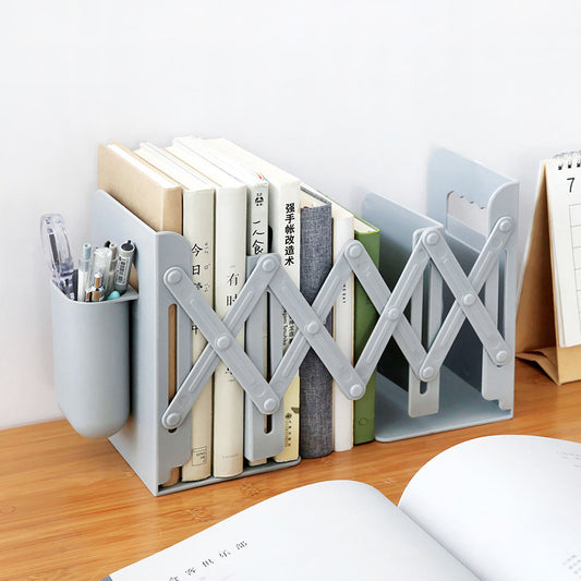 Retractable Bookshelf With Pen Holder Desk Organiser
