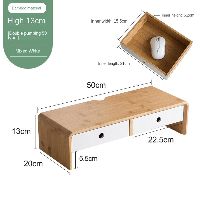 Bamboo Computer Monitor Booster Organiser