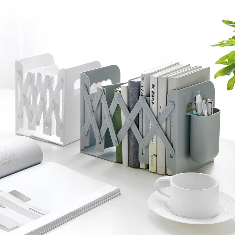 Retractable Bookshelf With Pen Holder Desk Organiser