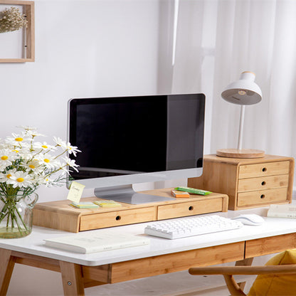 Bamboo Computer Monitor Booster Organiser