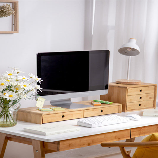 Bamboo Computer Monitor Booster Organiser